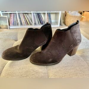 Paul Green Brown Suede Leather Size 5 (US 7.5) Stacked Heel Chelsea Ankle Boots